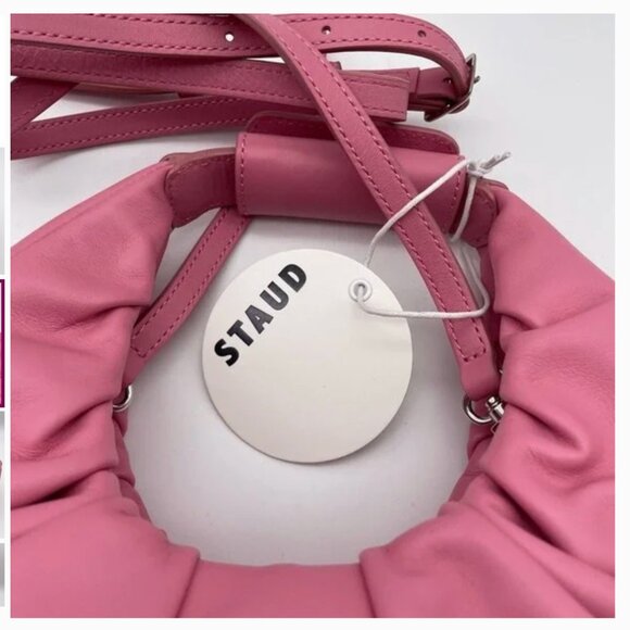 STAUD Soft Moon Bag In Bubblegum Pink - Picture 5 of 9